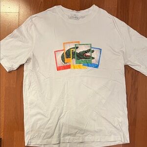 Lacoste White Tee with Colorful Graphic
